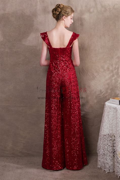 Red Sequins Prom Dresses Jumpsuits Wide Leg Trouser Np 0405 Prom Dresses