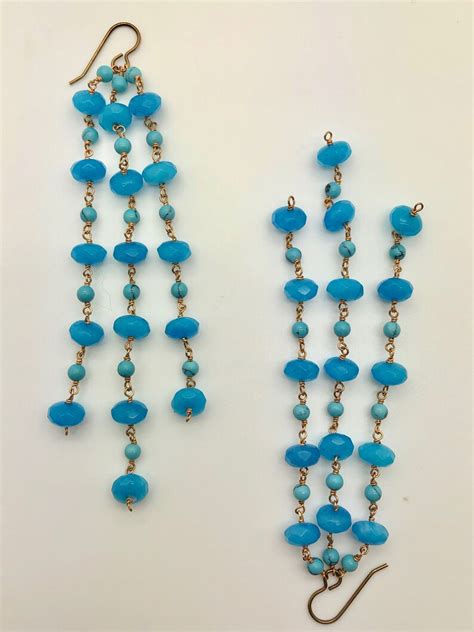 Blue Topaz Turquoise Chandelier Earrings Etsy Ireland