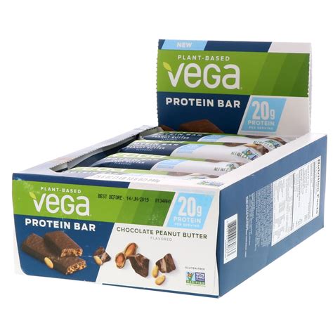 Vega Protein Bar Chocolate Peanut Butter 12 Bars 25 Oz 70 G Each
