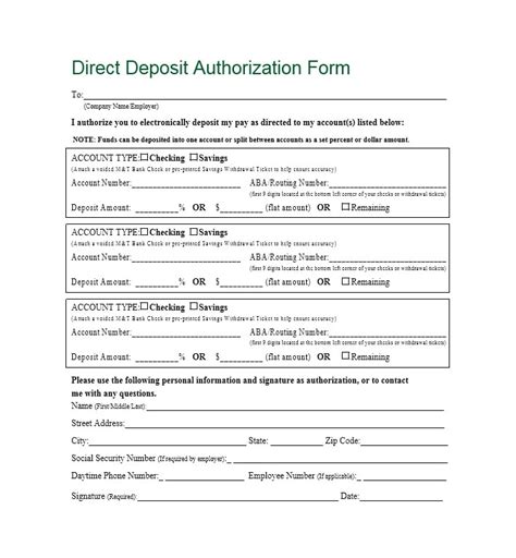 47 Direct Deposit Authorization Form Templates Templatearchive
