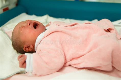 Newborn Baby Girl Crying Stock Image Image Of Carrier 53103015