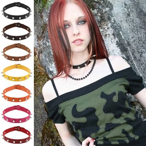 Pcs Punk Gothic Spike Tip Rivet Choker Clavicle Necklace Women