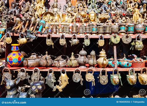 Souvenirs Offered On A Market Kathmandu Nepal Stock Image Image Of