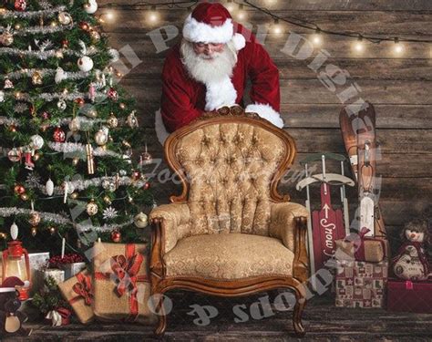 Santa Digital Backdrop Christmas Scene Christmas Digital Download