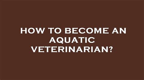 How To Become An Aquatic Veterinarian Youtube