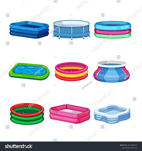 Inflatable Swimming Pool Set Cartoon Summer Stock Vector Royalty Free