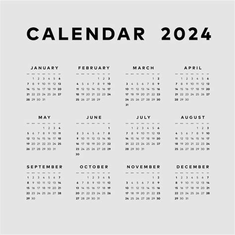 Premium Vector Simple Calendar 2024 Week Start Sunday Template