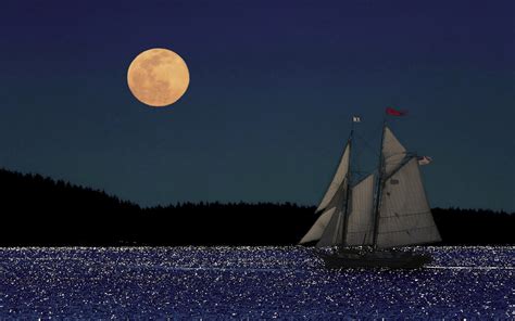 Wallpaper 1920x1200 Px Boat Boating Boats Lake Mood Moon Night