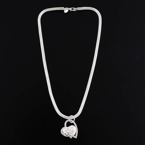 new 925 sterling silver double heart pendant necklace chain women party