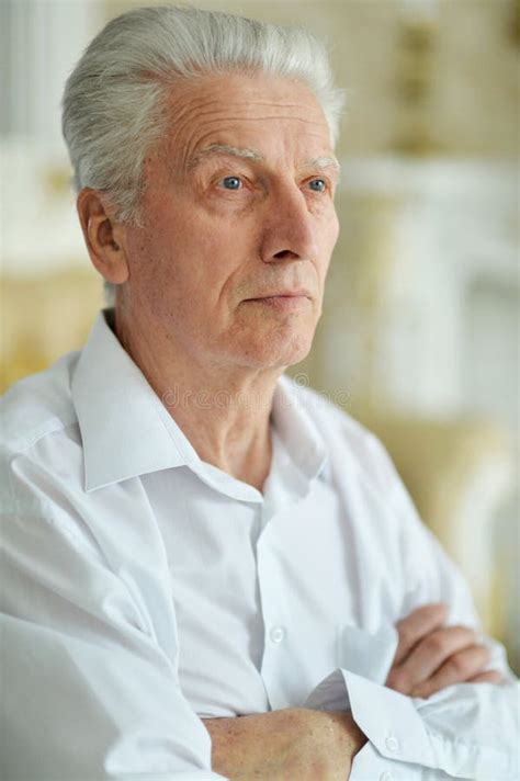 Close Up Portrait Of Sad Thinking Senior Man Stock Image Image Of