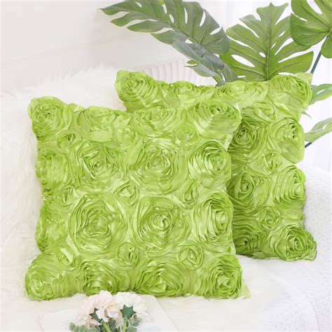 Piccocasa Decorative Throw Pillow Covers 3d Satin Rose Flower Shells