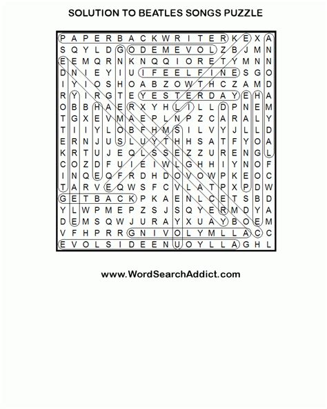 Beatles Crossword Puzzles Printable Printable Crossword Puzzles