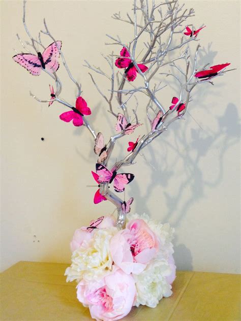 Small 24 Manzanita Blooming Butterflies Table Wedding Centerpiece By