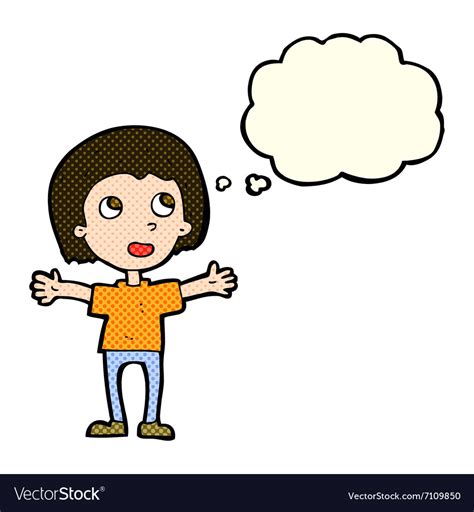Cartoon Happy Person With Thought Bubble Vector Image