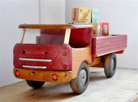 Vintage Wooden Toy Truck By Petitsdetails On Etsy