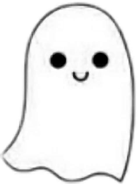 White Ghost Cute Kawaii Black Halloween Aesthetic Cartoon