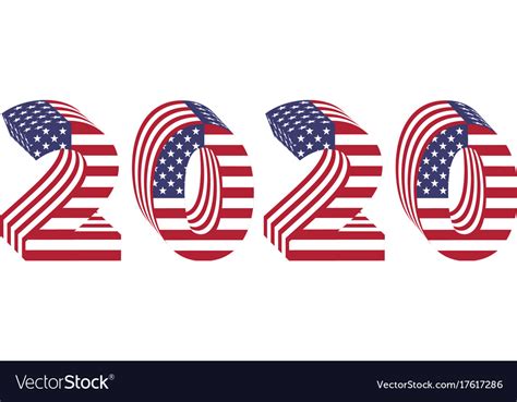 2020 Numbers 3d American Flag New Year Royalty Free Vector