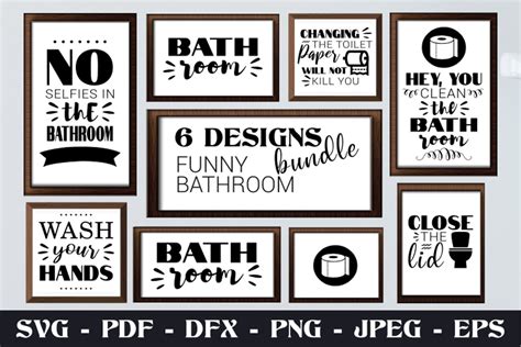FUNNY BATHROOM QUOTES BUNDLE SVG PNG EPS DXF Files 1174044 Cut