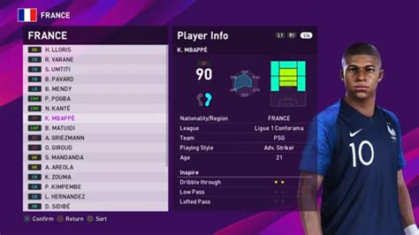 Efootball Pes 2020 France Player Ratings Youtube
