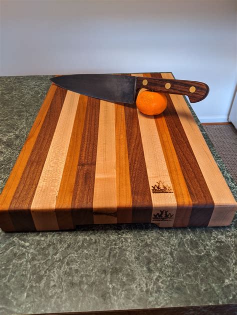 2 Inch Thick Hardwood Edge Grain Cutting Board With Handles Made With Maple Walnut Cherry And