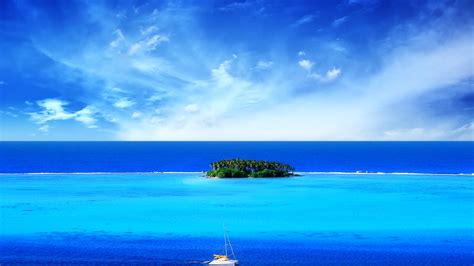 Beach Nature Island Clouds Blue Coolwallpapersme