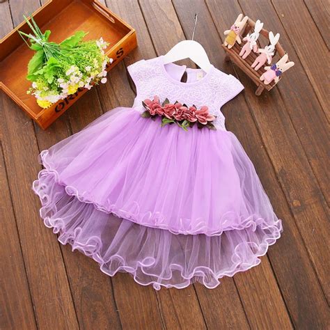 2017 New Girls Dresses Lace Solid Sleeveless Children Dress O Neck A