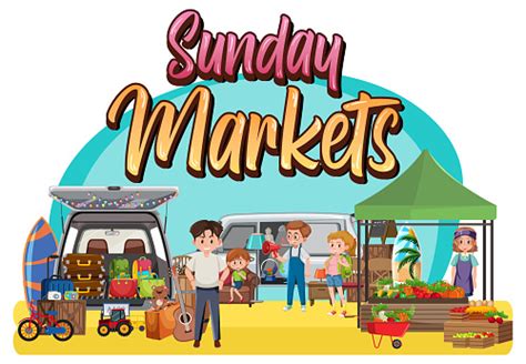 Flea Market Concept With Sunday Markets Stock Illustration Download