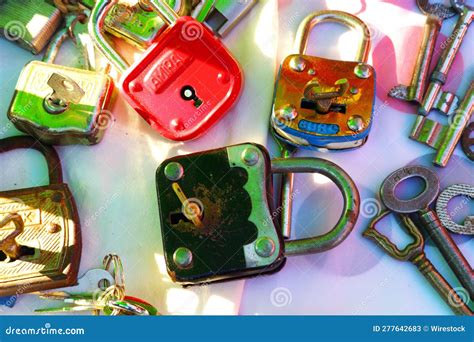 Ancient Locks And Keys With White Background Stock Image Image Of