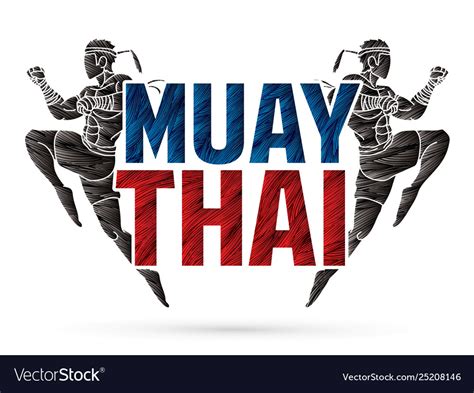 Muay Thai Action Thai Boxing Jumping To Attack Vector Image