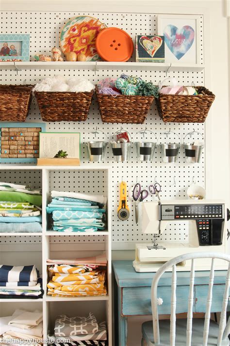 No matter the size or location of your craft space, to get organized you need to define the area and plan out your space. How to Organize a Craft Room Work Space - The Happy Housie