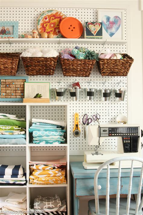 Okay, maybe i know how it happens…if you don't have designated spots for things to go that are easy to find and get. How to Organize a Craft Room Work Space - The Happy Housie