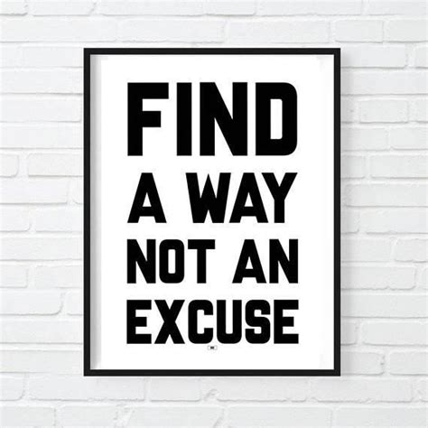 No Excuses Motivational Quote Print Motivation Poster Etsy