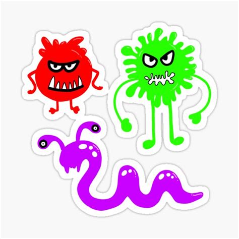 Halloween Germ Virus Bacteria Faces Cartoon Sticker By