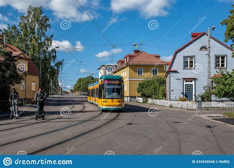 The Iconic Yellow Trams Of Norrkoping Sweden Editorial Photo Image