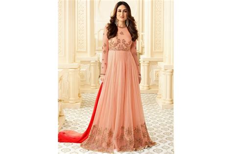 Buy Kareena Kapoor Peach Color Georgette Straight Cut Salwar Kameez In Uk Usa And Canada