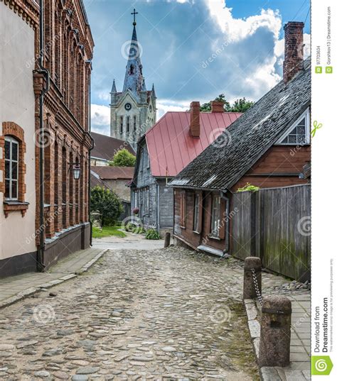 Old Medieval Buildings And Ancient Church Europe Stock