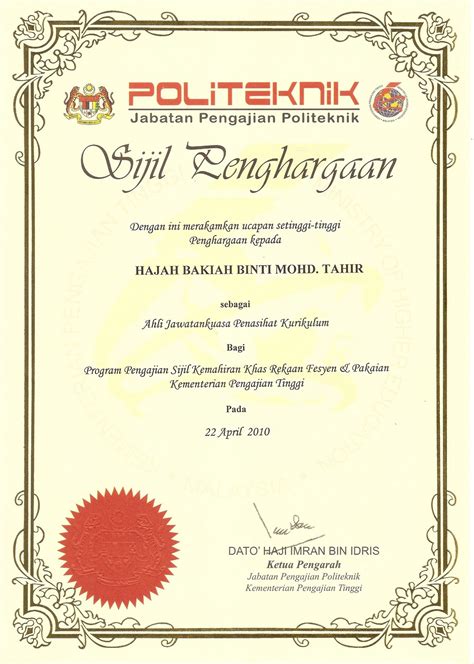 Baks Creation And Services Sdn Bhd Sijil Sijil Penghargaan