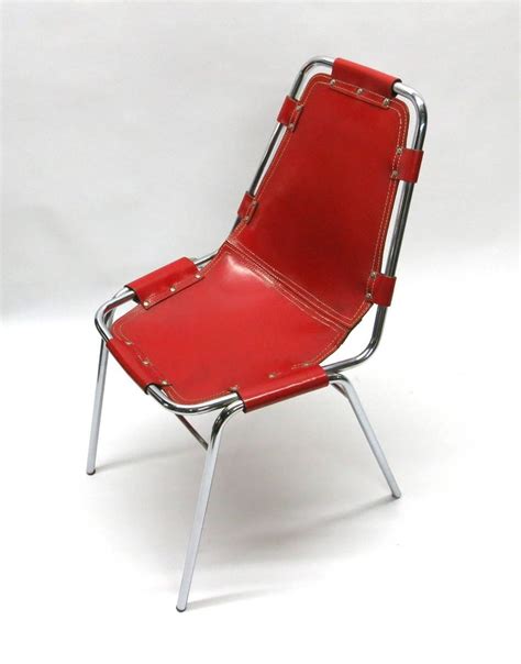 Four Rare Red Chairs Designed By Charlotte Perriand France Circa 1955