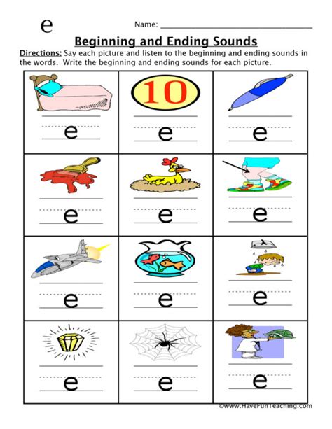 Short E Beginning And Ending Sounds Worksheet Have Fun Teaching