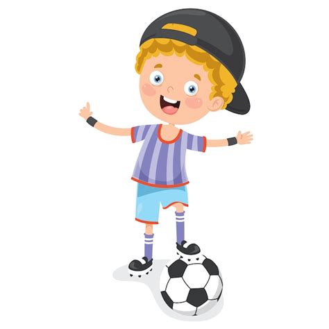 Premium Vector Little Child Playing Football Outdoor