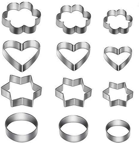 12 Pcs Cookie Cutter Set Mini Stainless Steel Geometric Cutters Shapes