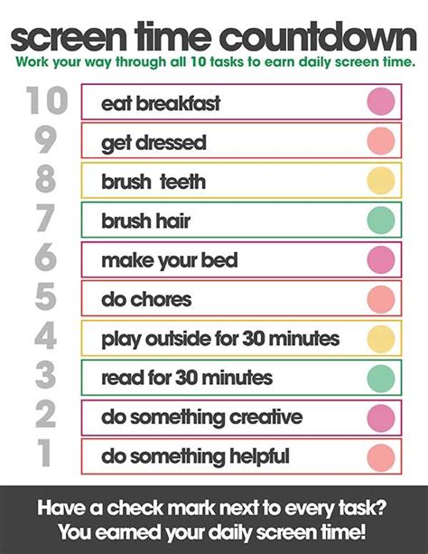 Screen Time Countdown Free Printable For Kids Charts For Kids