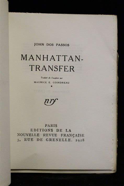 Dos Passos Manhattan Transfer Edition Originale Edition