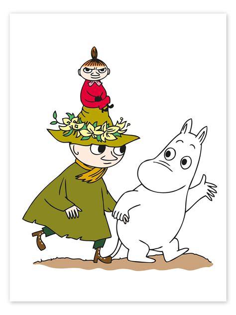 Little My With Moomin And Snufkin Print By Moomin Posterlounge