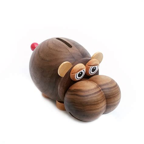 Wooden Hippo Piggy Bank Apollobox