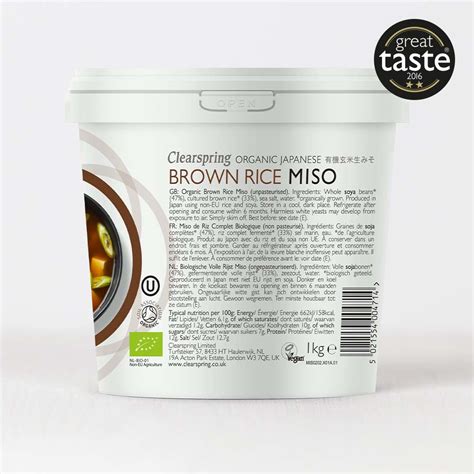 Organic Japanese Brown Rice Miso Paste Unpasteurised Clearspring Ltd