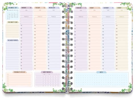 Download Printable Weekly Planner Spiral Bound Floral Style Pdf