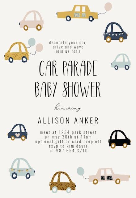 Vintage Car Baby Shower Invitation Template Free Greetings Island