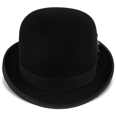 Mens Stetson Derby Fur Felt Bowler Hat Black Feather Fashionable Hats
