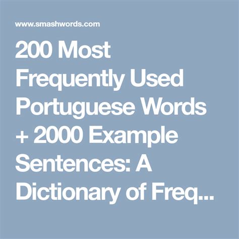 200 Most Frequently Used Portuguese Words 2000 Example Sentences A